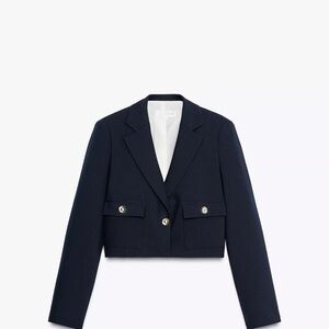 CROPPED BLAZER WITH SHOULDER PADS